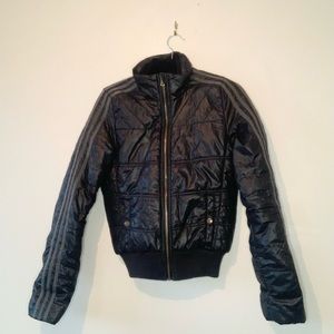 Adidas 2000s Vintage Black Puffer / Bomber Jacket | Women XS
